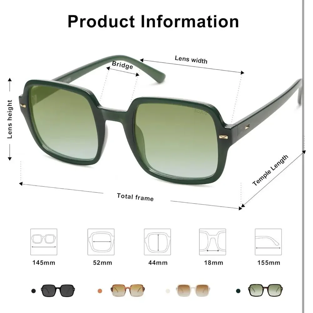 SOJOS‎ Retro Square Polarized Sunglasses for Women Men